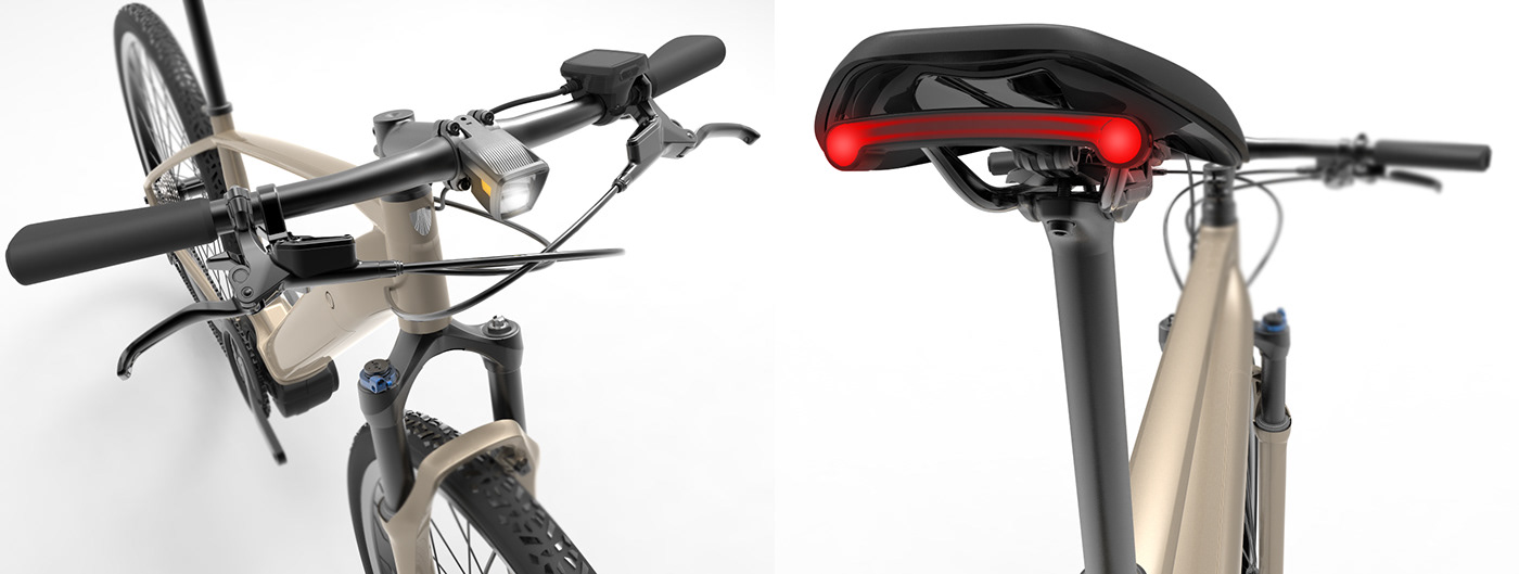 design product design  Ebike light Bicycle bicycle light industrial design 