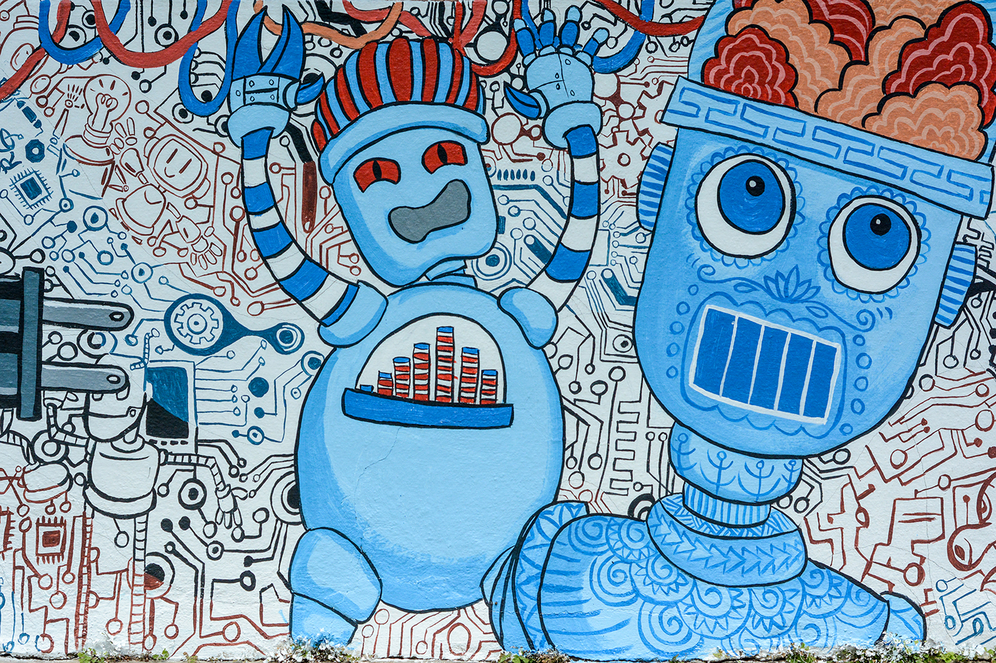 Mural nepal robot art