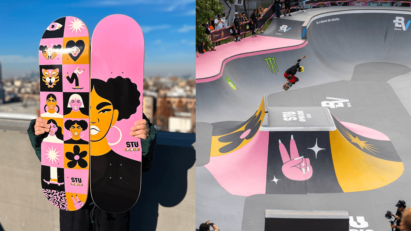 ILLUSTRATION  skateboard women Digital Art  vector brand identity colorful skate graphic design  visual identity