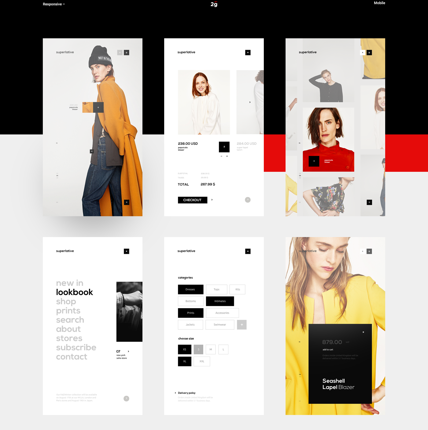 UI ux Lookbook Fashion  minimal motion mobile Website Web Design  supreme