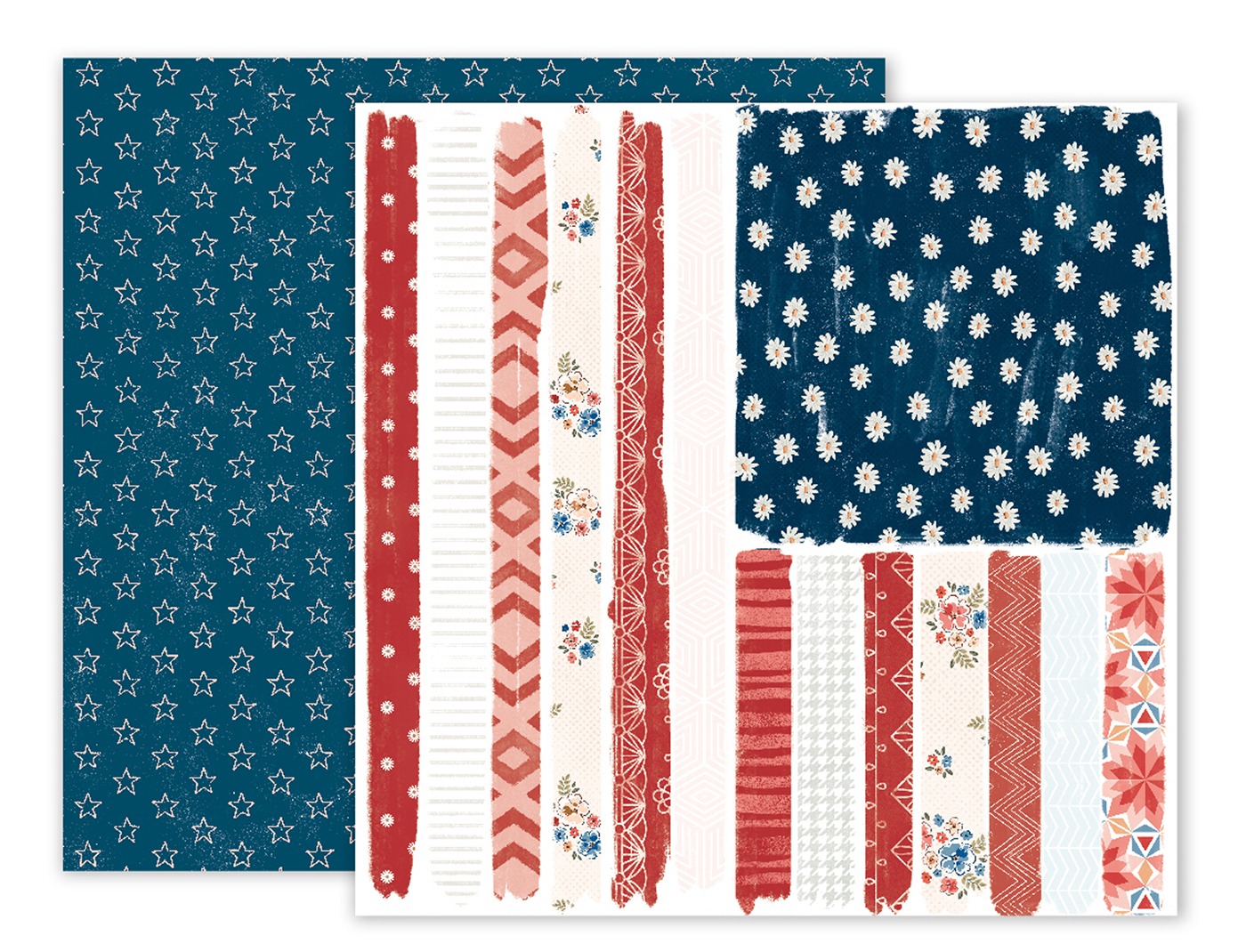 scrapbook Paper Crafting pattern floral americana july patriotic