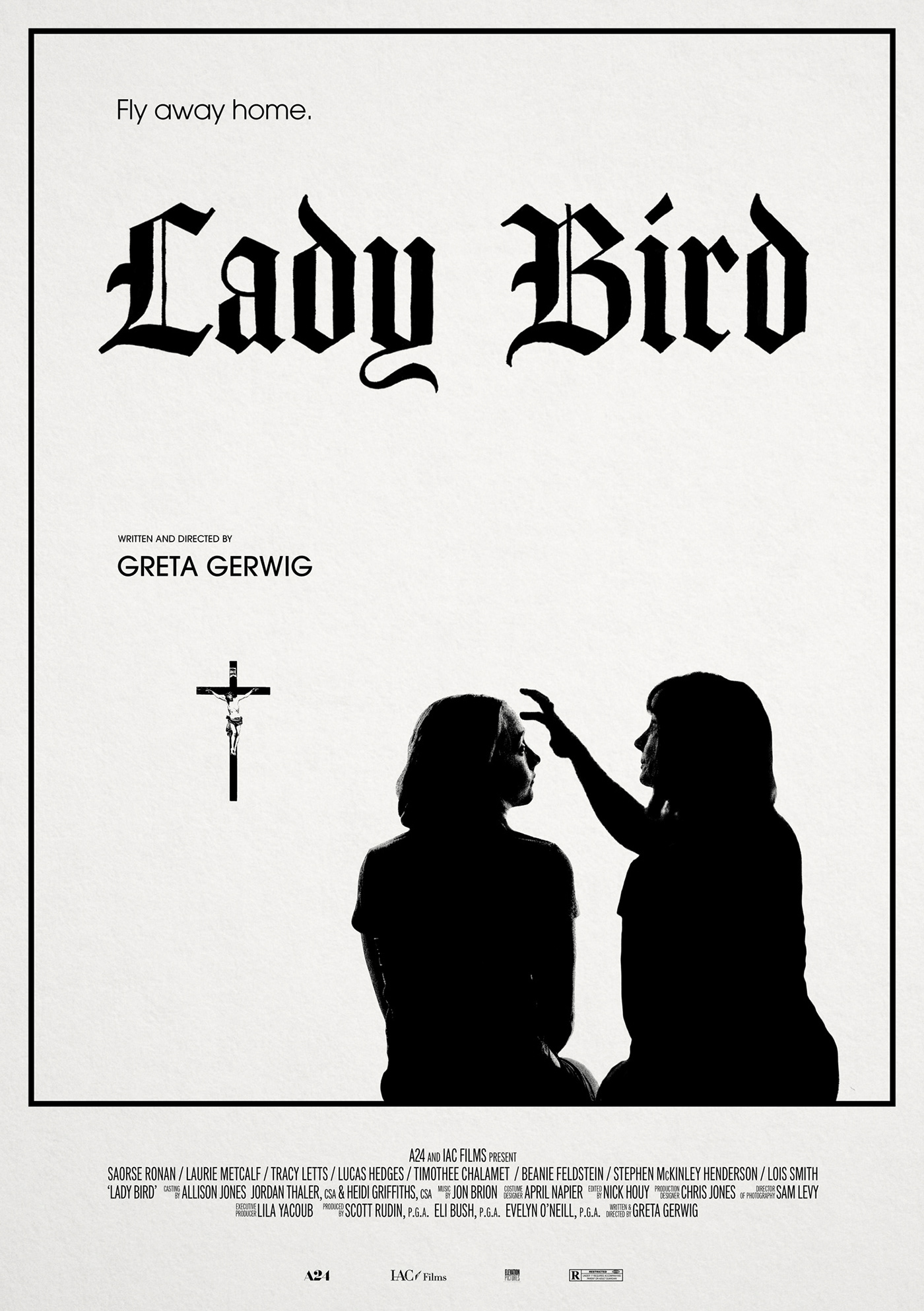 alternative black and white design Greta Gerwig lady bird Noah Baumbach poster soarse ronan timothee chalamet