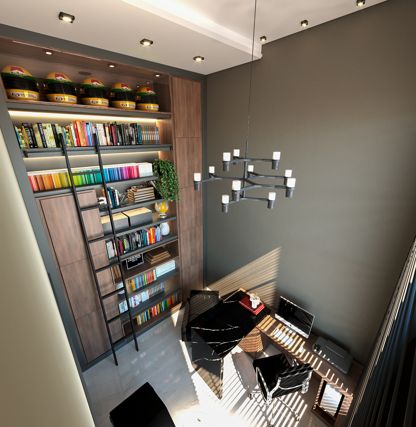3D 3dsmax biblioteca corona CoronaRender  Escada escritorio light LIVROS Render