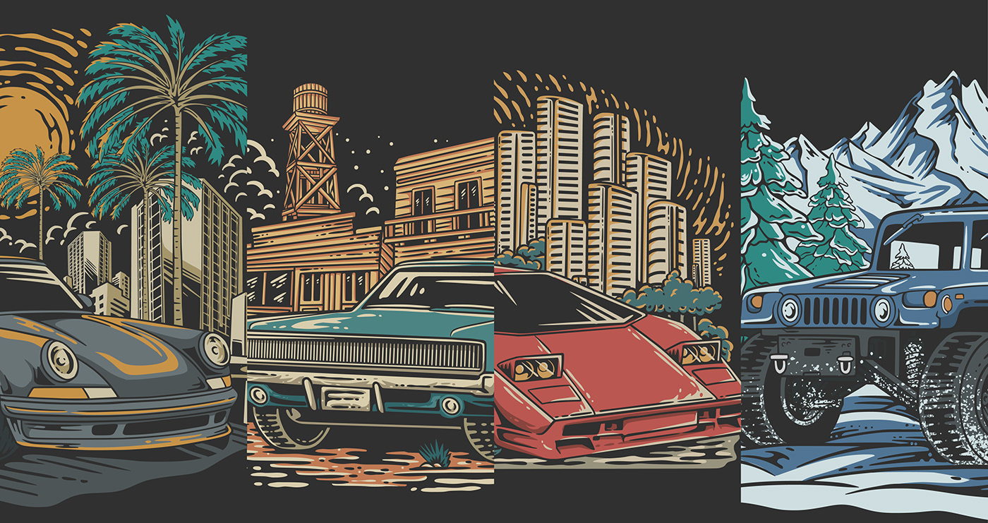 classic car vintage car vintage illustration car automotive   custom design t-shirt Tshirt Design vector adobe illustrator
