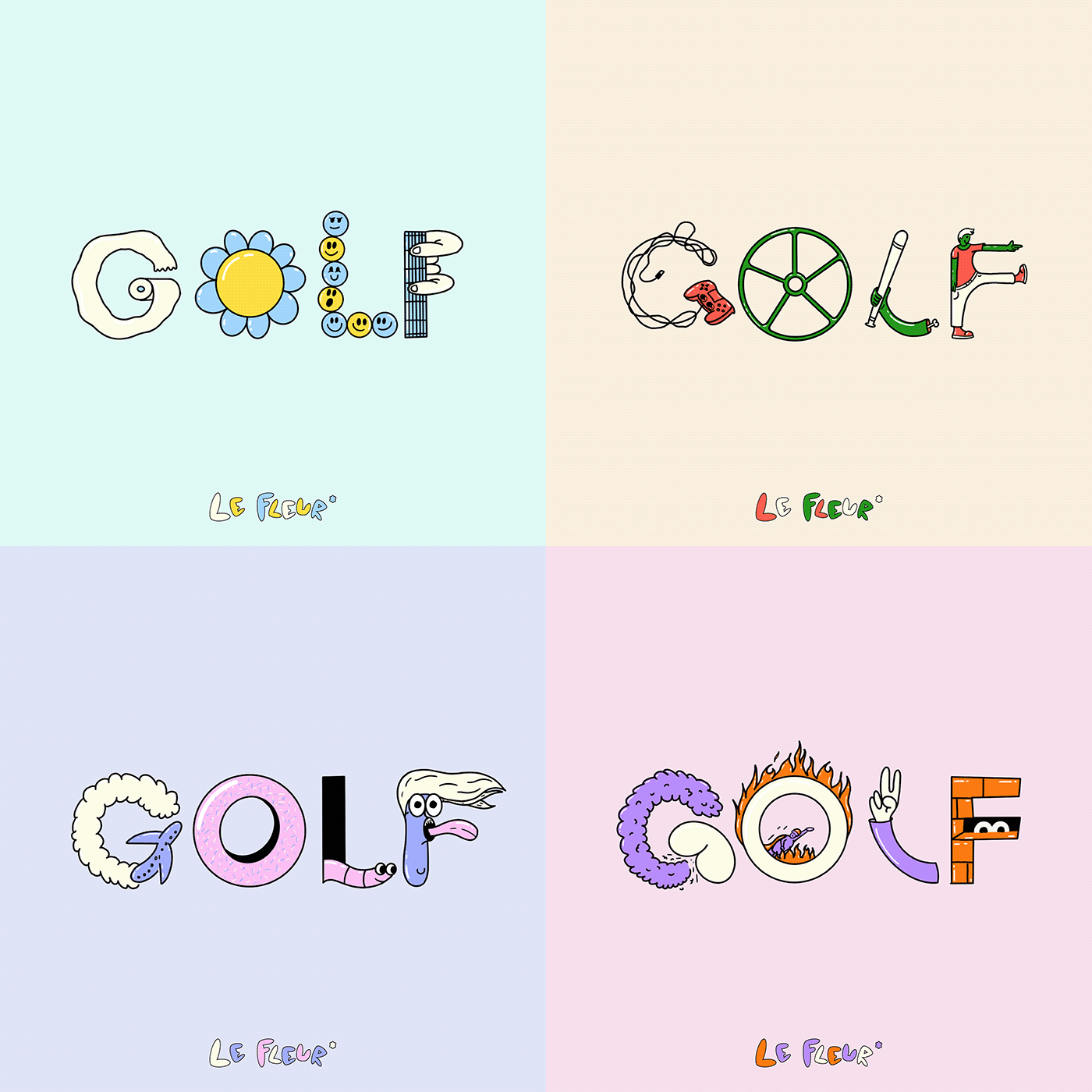 colorful GOLFLEFLEUR graphic design  ILLUSTRATION  typography  