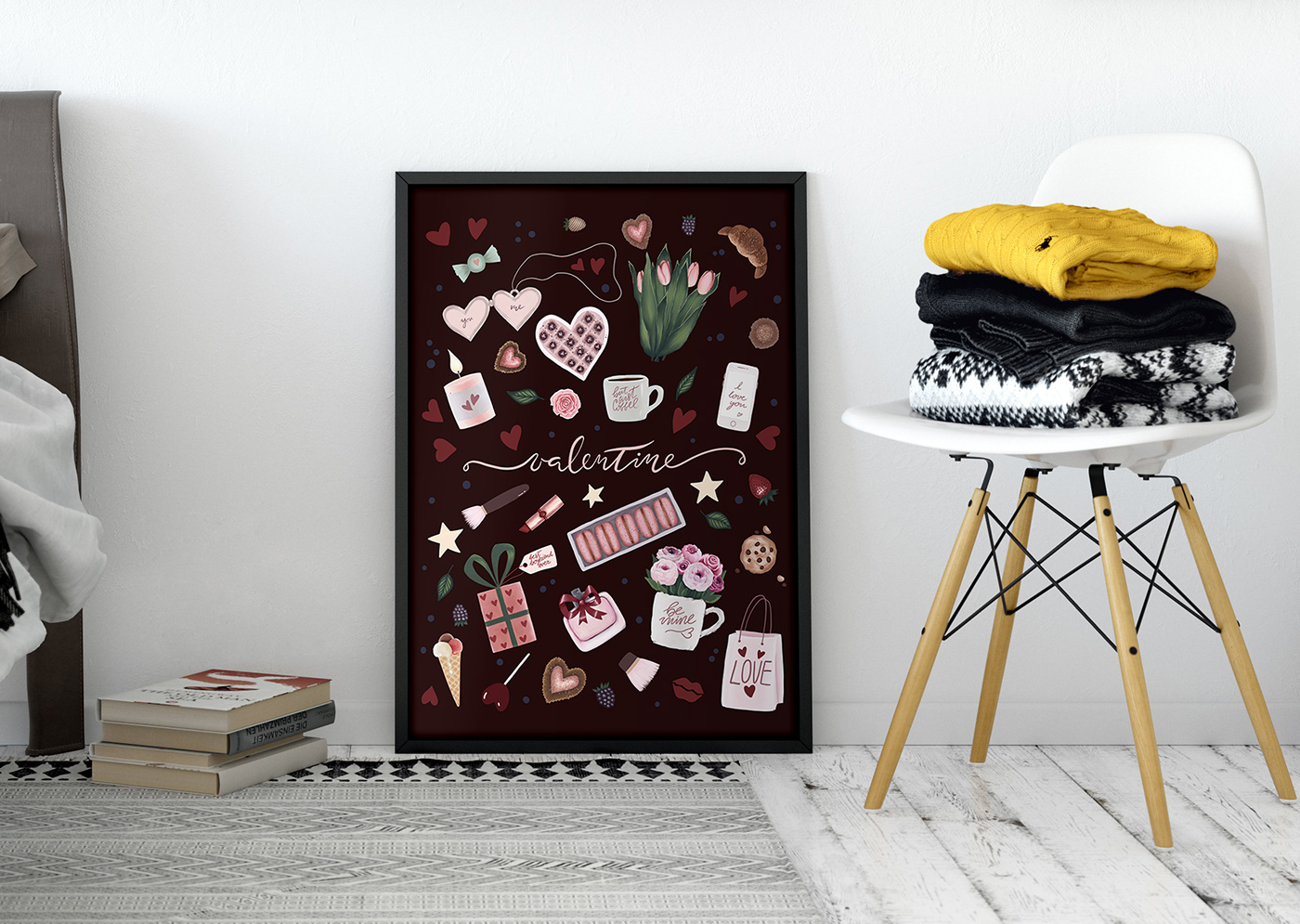 valentine pattern hearts chocolate floral flower Beautiful Candy Love romance
