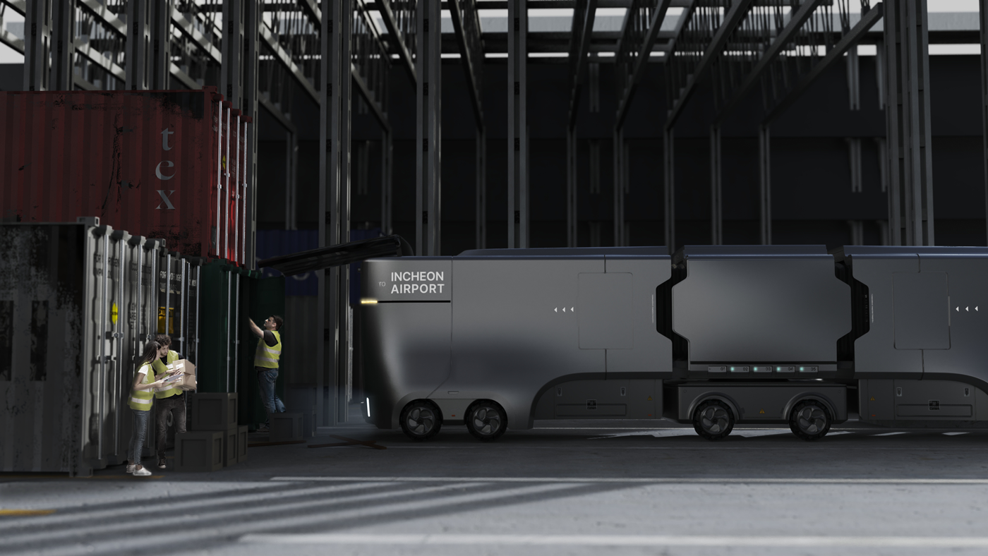airport Autonomous Electric Car Hydrogen industrial design  mobility Outdoor Truck Vehicle visualization