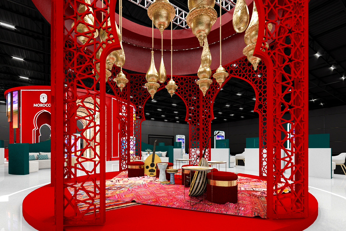 Morocco wtm Exhibition  Exhibition Design  booth exhibition stand expo WTMLondon KINGDOMOFLIGHT ONMT