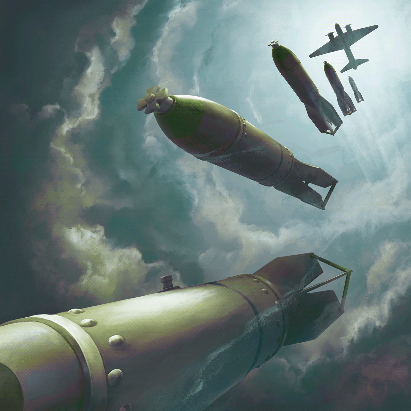 trading cards WWII bomb infantry army board game airplane blenderillustration warillustration ww2