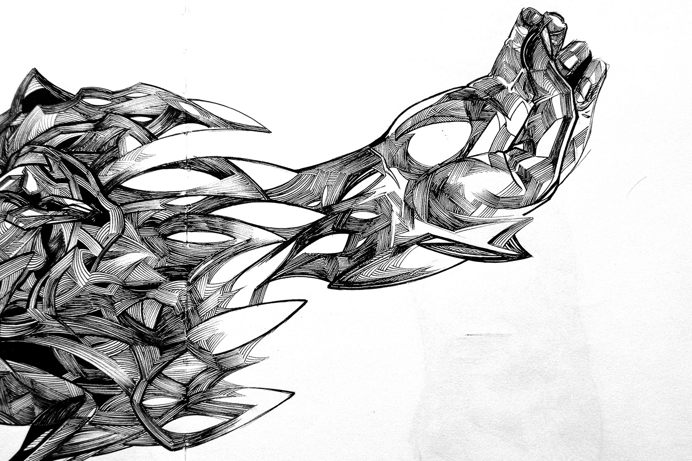 paper woman body hand Nicolas Skorupka black and white ink man pen sketch