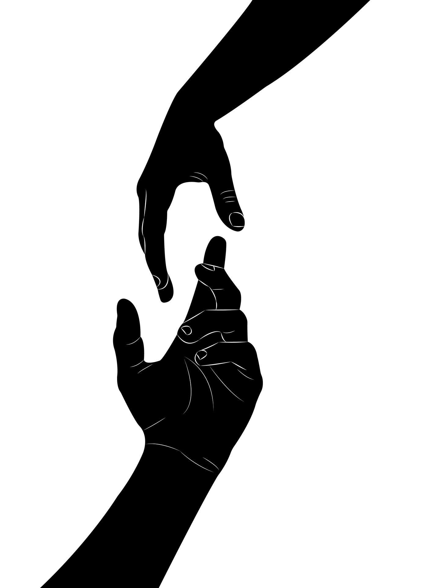 hands holding hands Love couple Digital Art  line art digital illustration black and white adobe illustrator ILLUSTRATION 