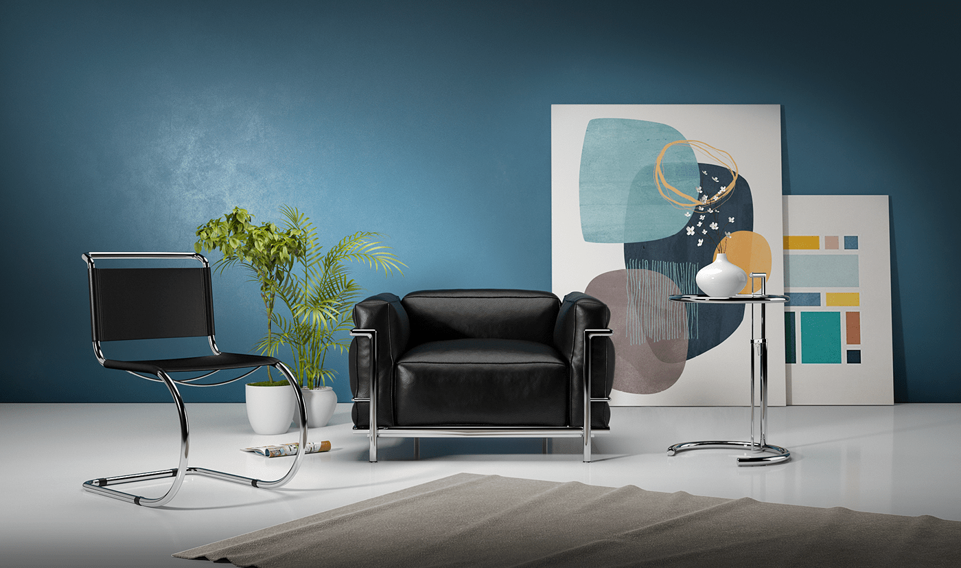 3d furniture 3D project classic design Modern Design Le Corbusier EAMES sofa Render Mies Van Der interior design 