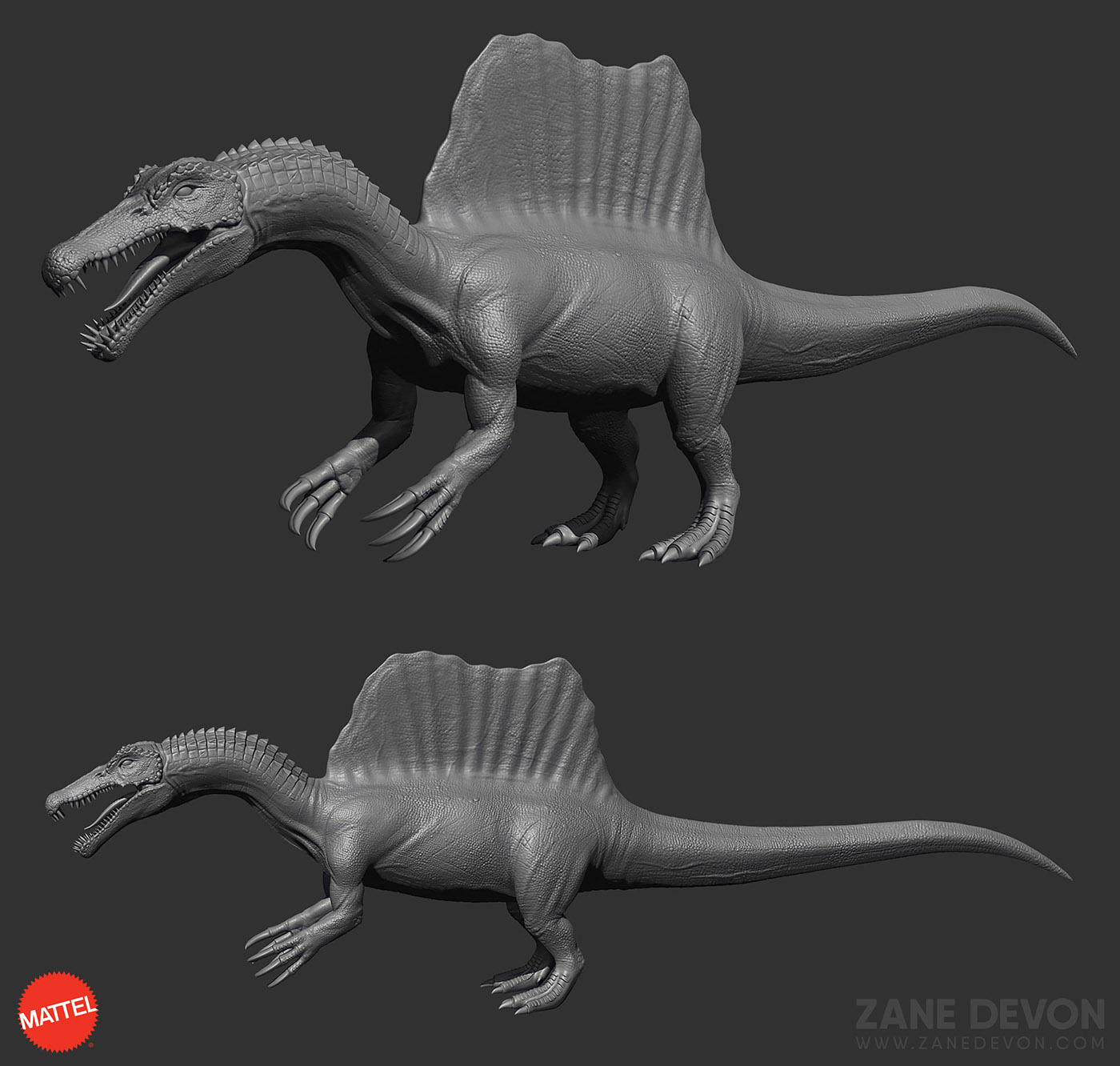 Dinosaur spinosaurus view Master virtual reality 3D model Character creature