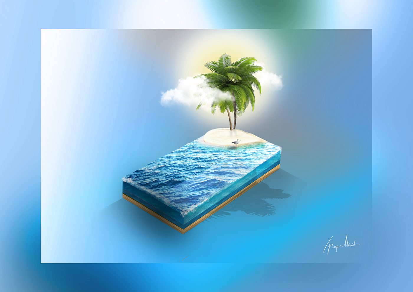 Isometric desert Island mini island photoshop artwork manipulation retouch fotoritocco