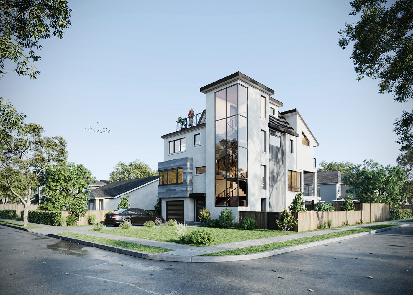 3ds max architecture archviz CGI corona exterior house modern Render visualization