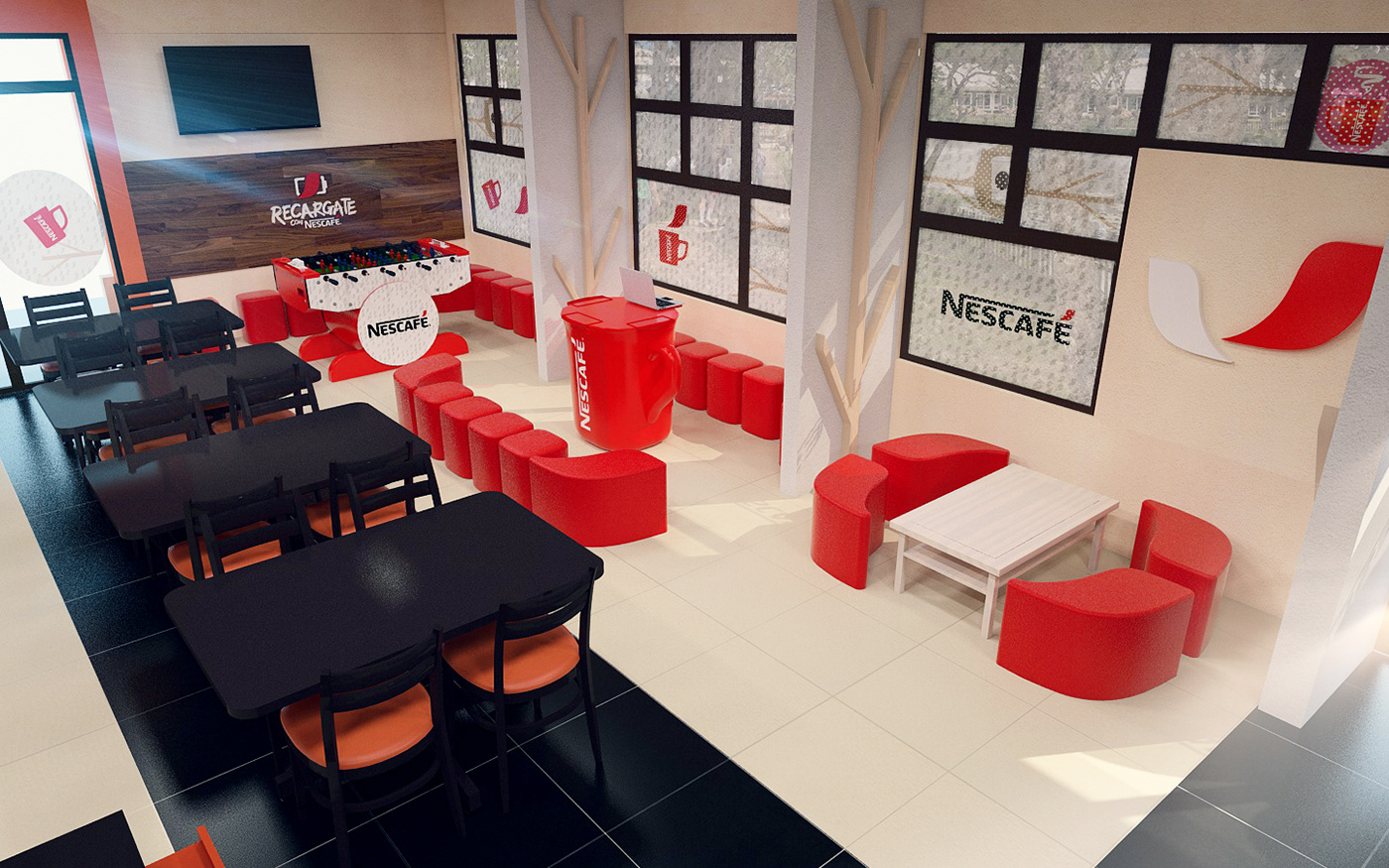 coffe nescafe ambientacion diseño Interior arquitectura Cinema cafe