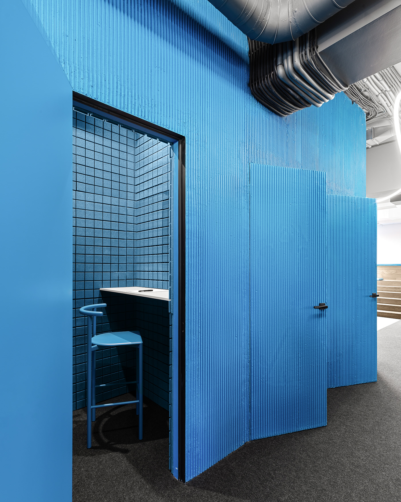 minimal Minimalism Blue and White interior design  Hasselblad Photography  Office Design Interior Architecture furniture design  industrial