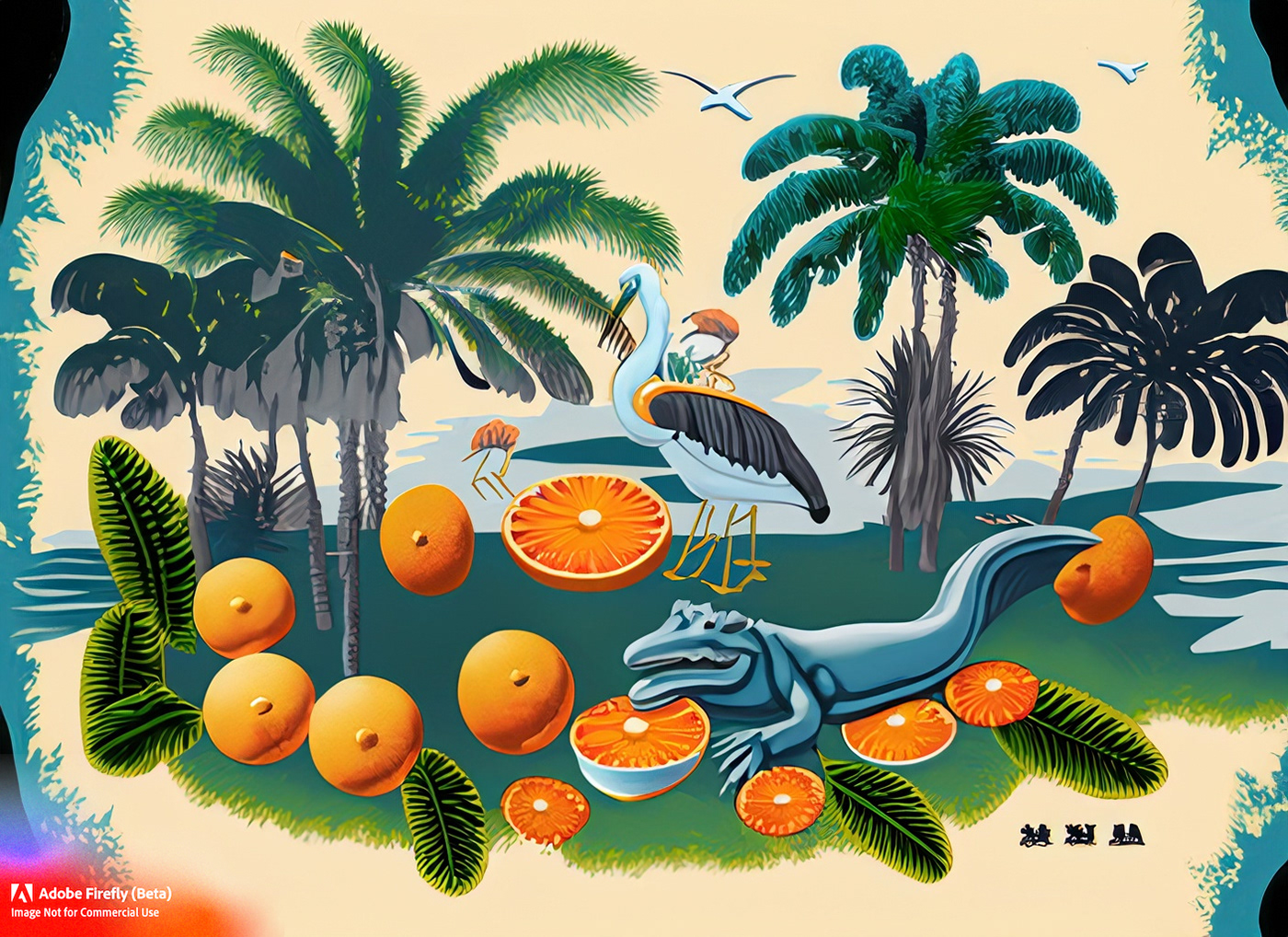 florida orange alligator Palm Tree graphic design  artificial intelligence Ai Art generative generative art ai