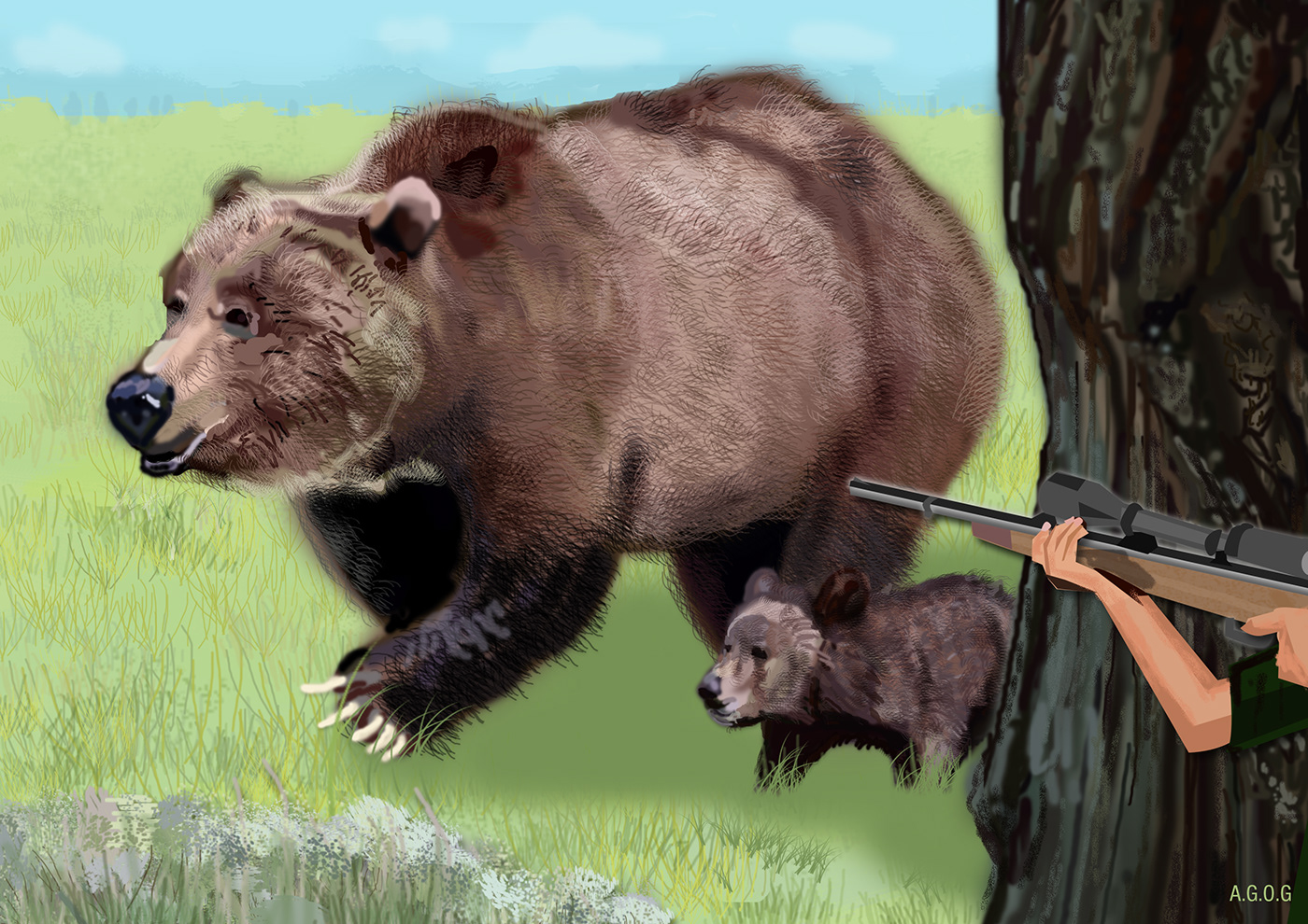 animal bear bears cub digitalart grizzly wildlife wildlifeart