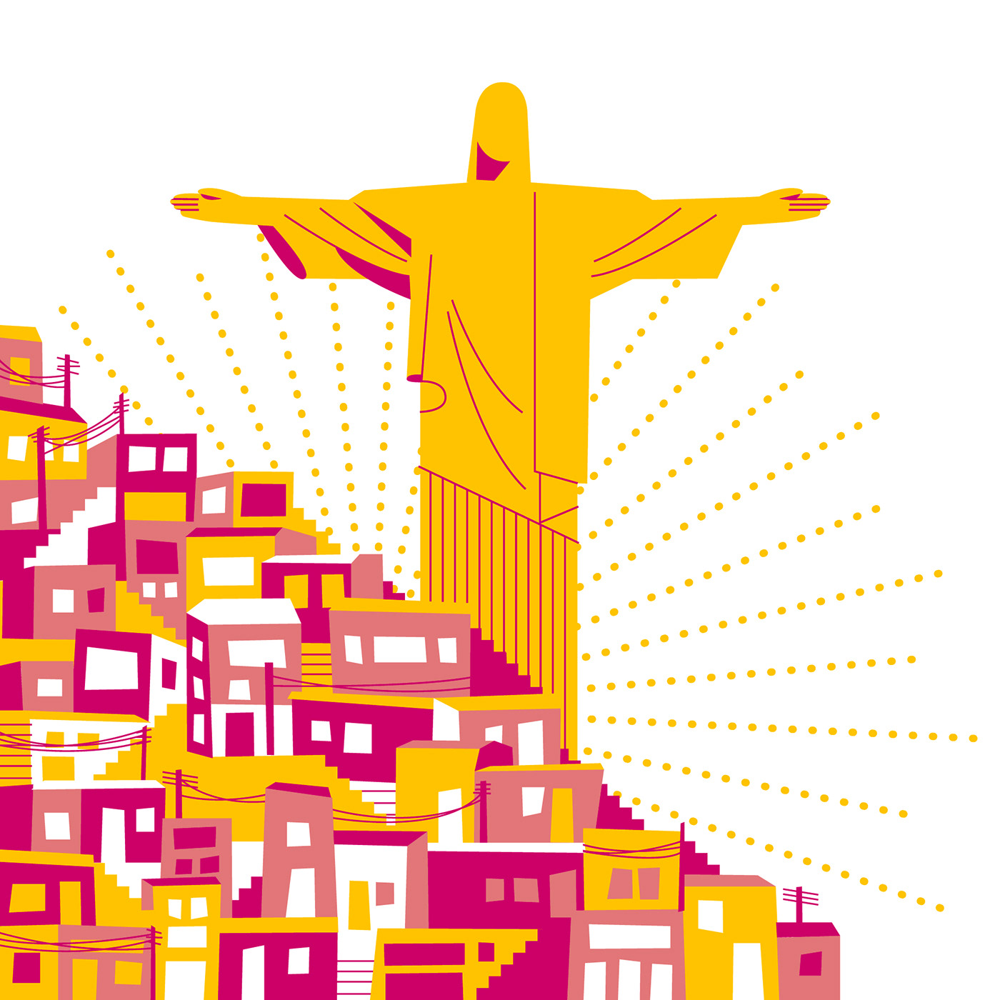ilustração cristo redentor e favela rio de janeiro