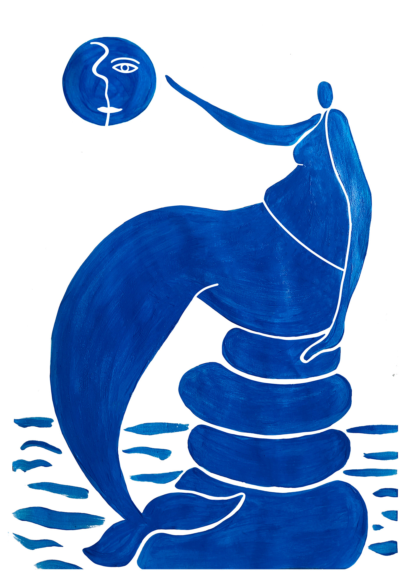 acrylic blue body female ILLUSTRATION  mermaid moon Nature Sun women