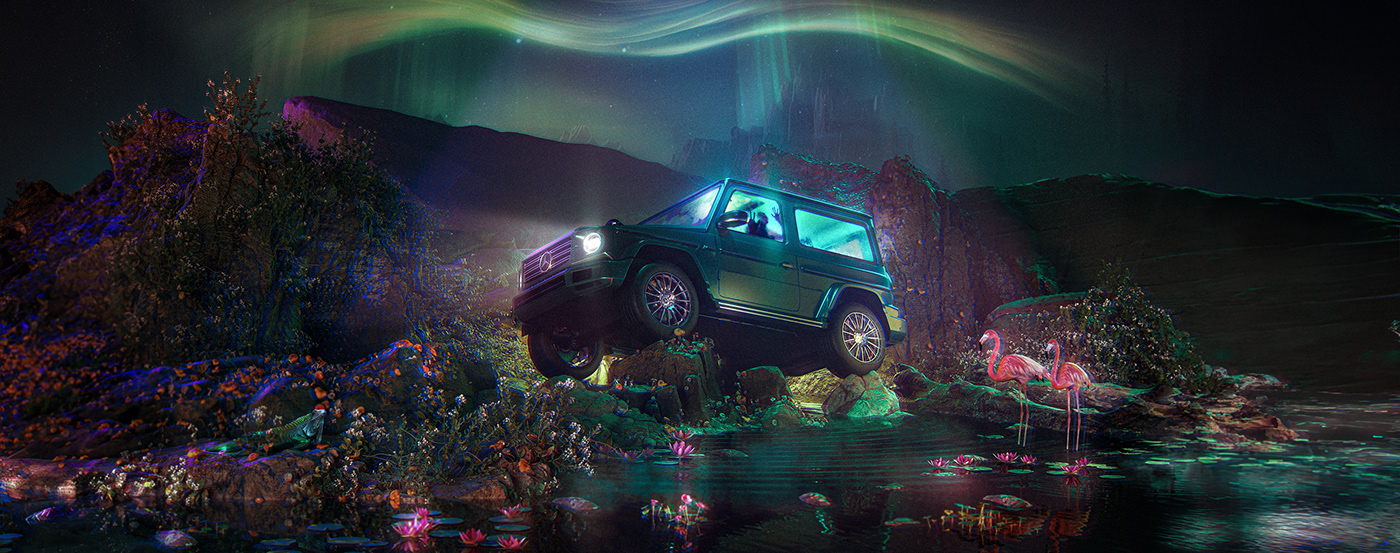 car marketing   Graphic Designer art artwork mercedes Landscape Nature cosmic poster
