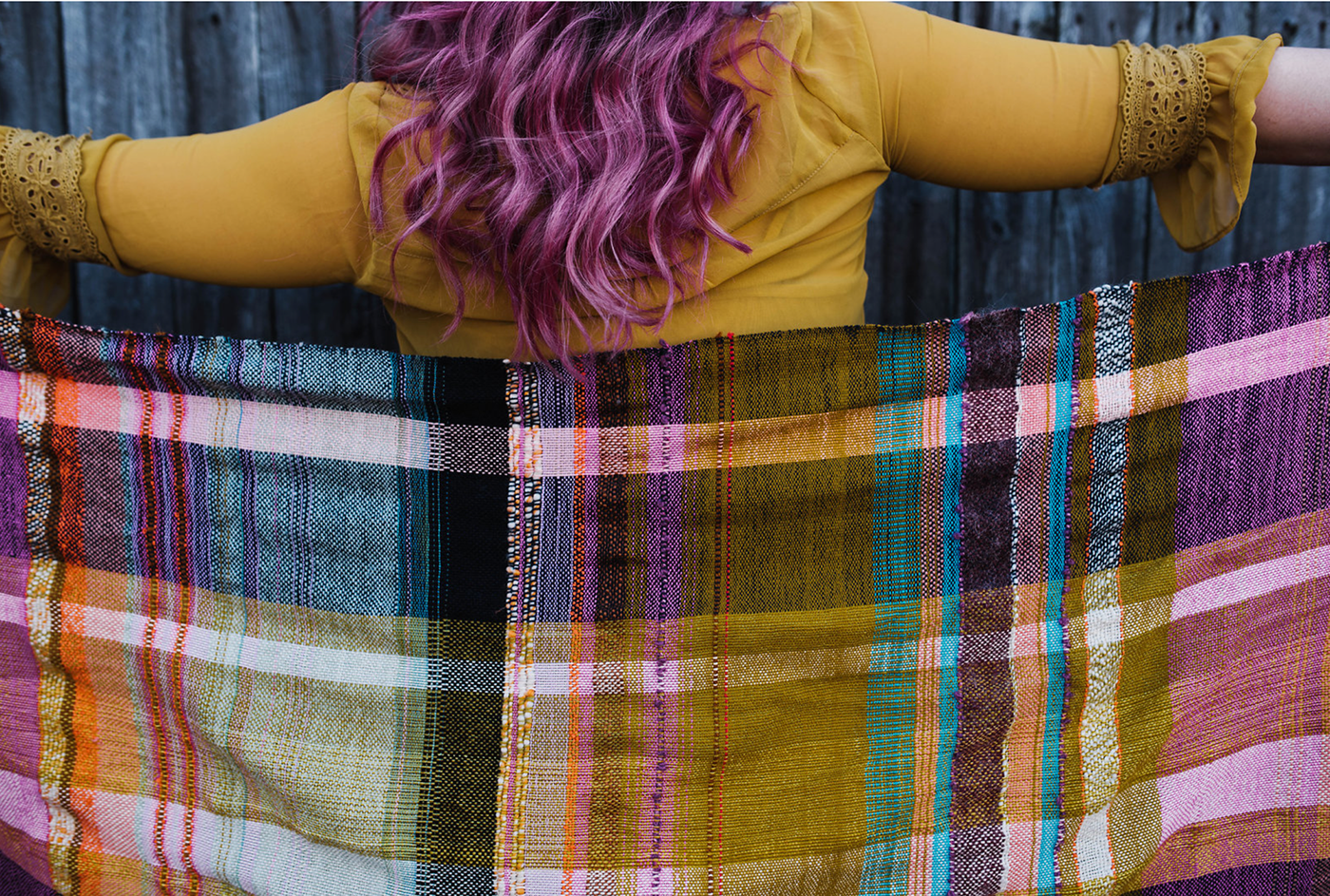 Textiles blankey blanket scarf Woven weaving yarn color striping art design hair dye wool cotton