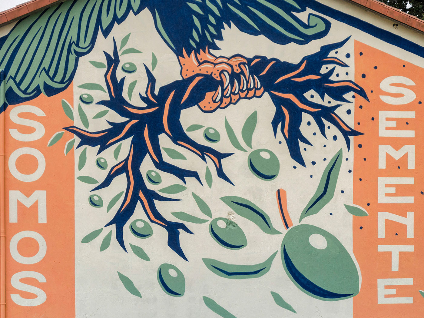 eagle lettering Muralism olive poster seeds Tree 