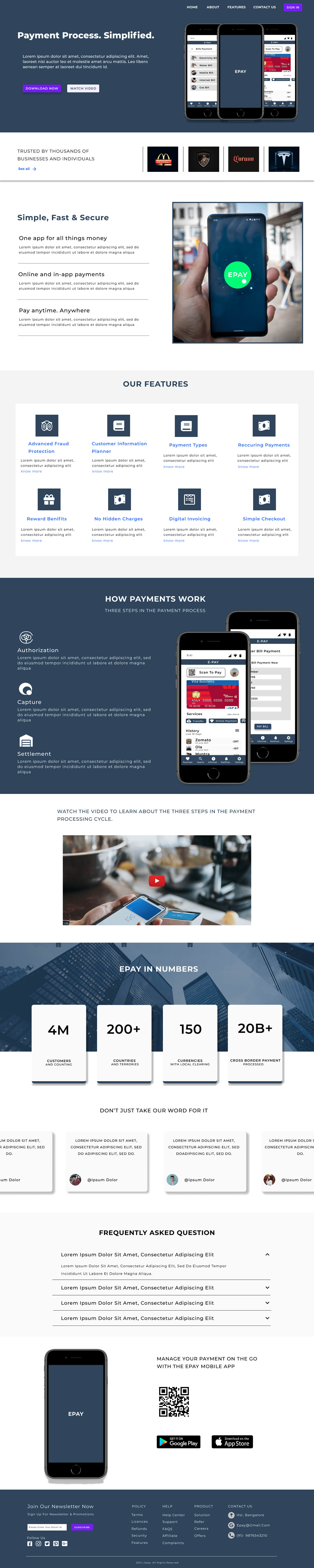 epay Payment App Web Design  web page