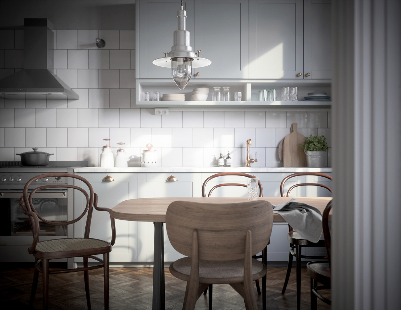 3D 3DArtist 3dsmax archviz FStorm interior design  kitchen photoshop Render Scandinavian