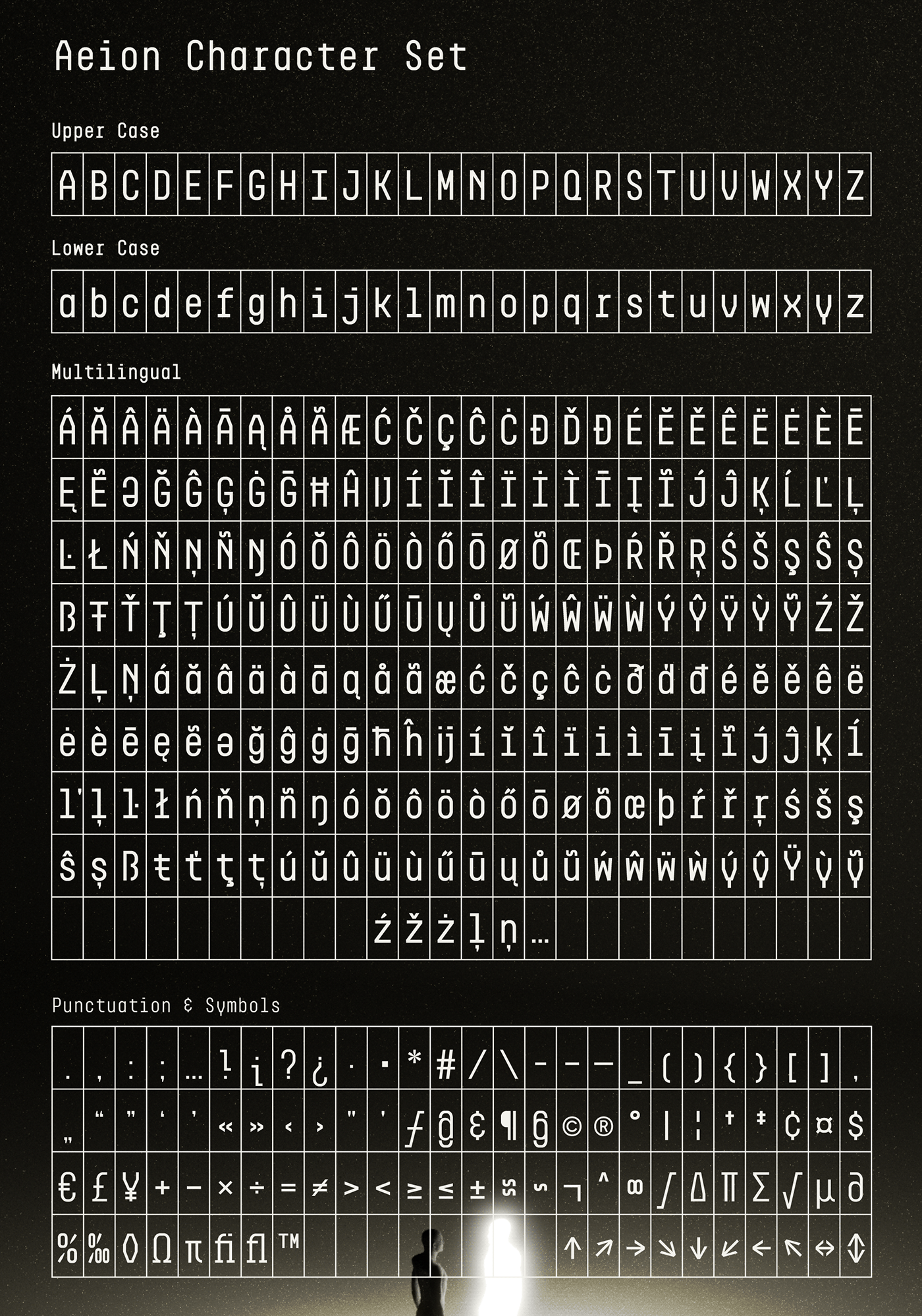the full character set of aeion font
