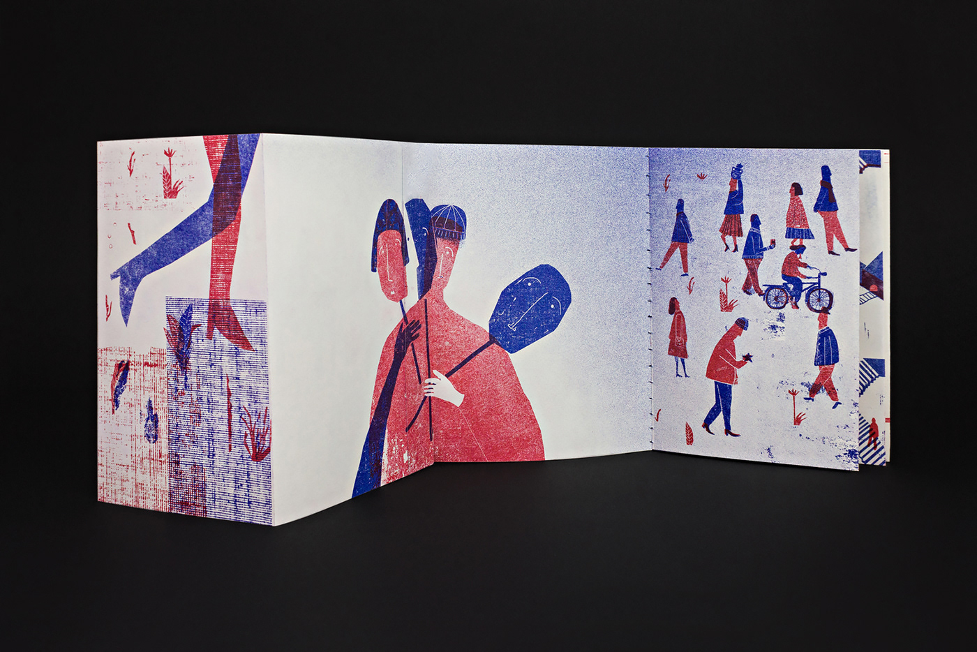 ILLUSTRATION  editorial risography print red blue bright experimental color fanzine