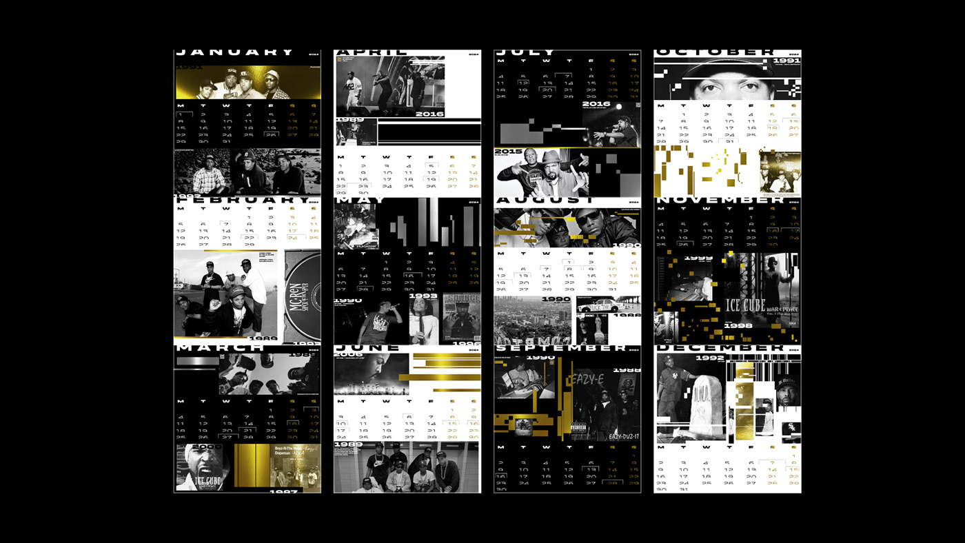 rap hip-hop music typography   calendar calendar design print