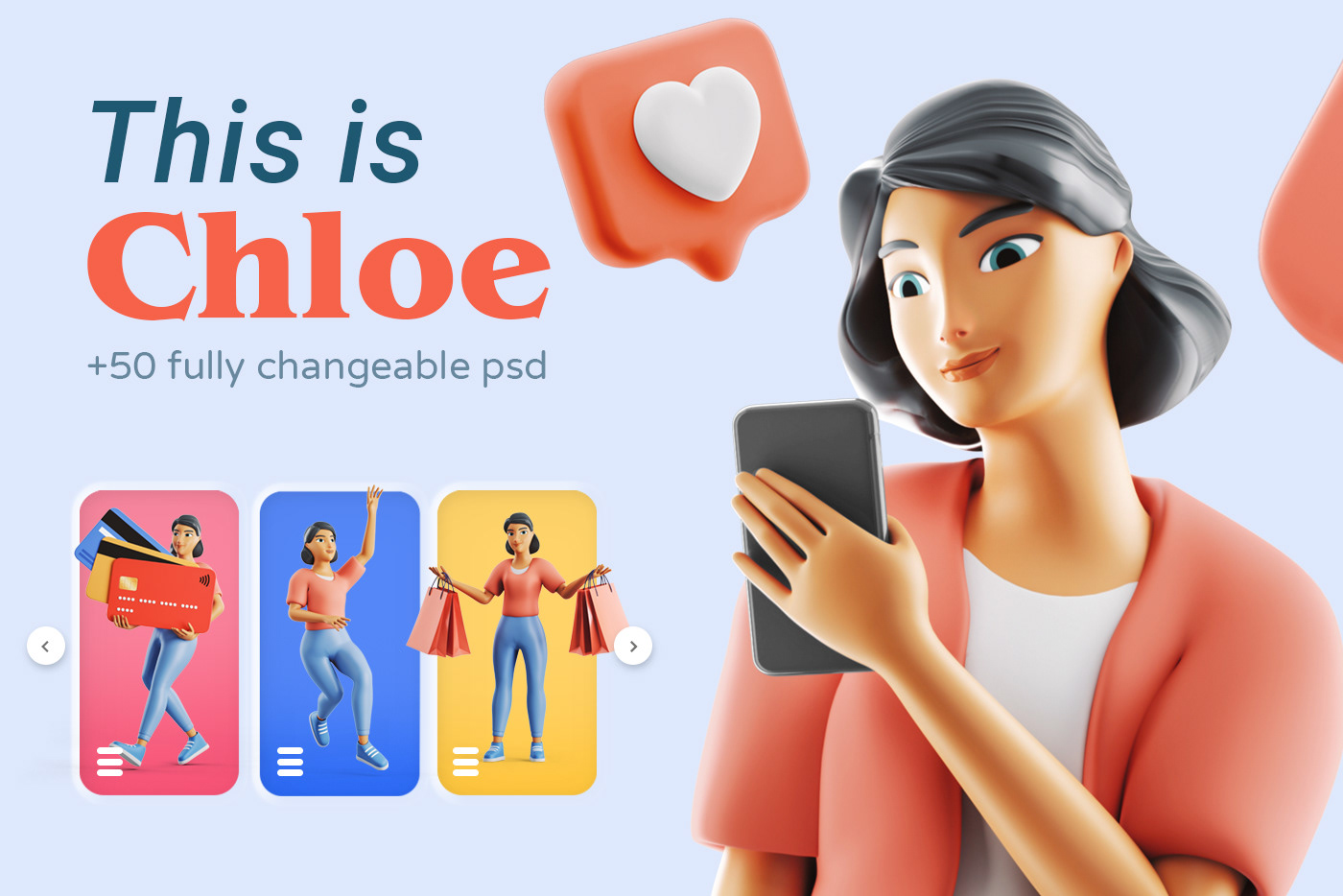 Character chloe free ILLUSTRATION  Mockup sample 3D Web woman download