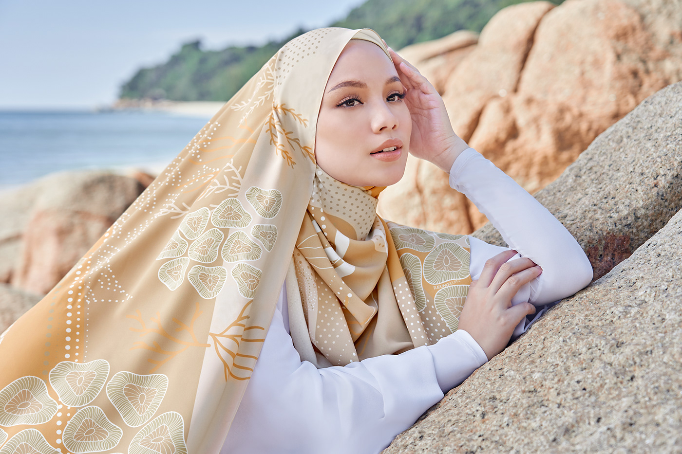 abstract hijab hijab hijab design Hijab Fashion hijab illustration printed scarf product design  scarf design Surface Pattern textile design 