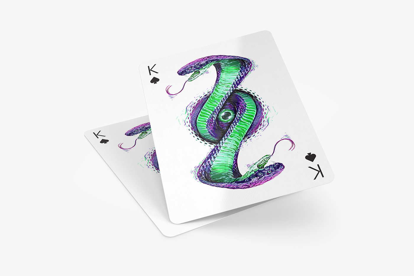 playing arts contest king spades card cobra poison purple green vector snake teeth animal