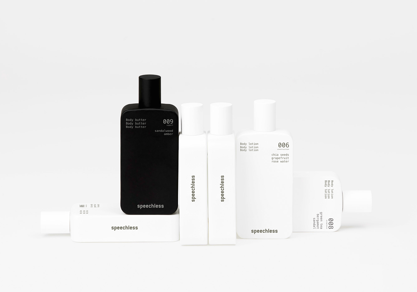 Packaging brand identity bottle cosmetics makeup beauty White black