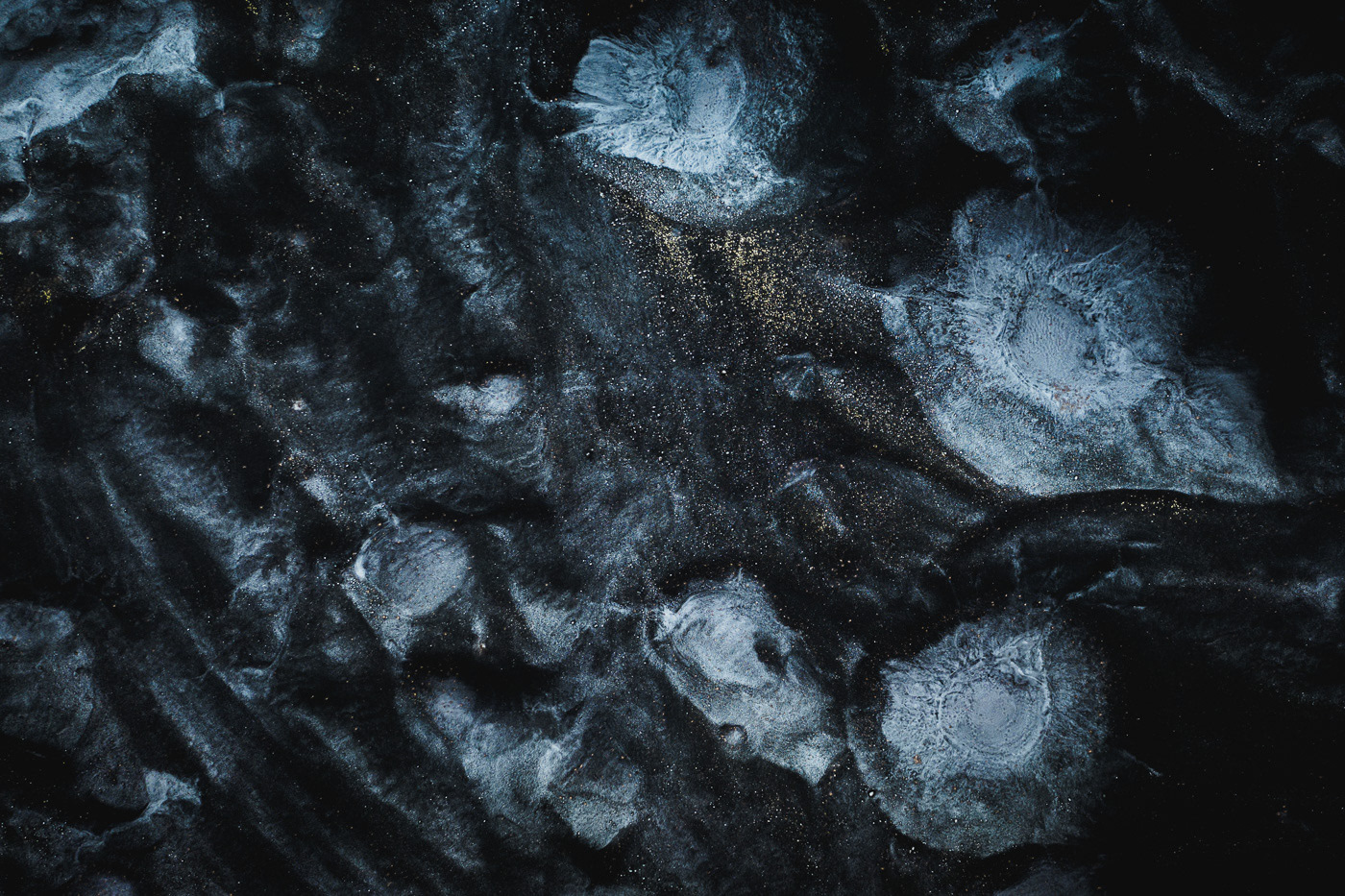 Aerial crater iceland Landscape glacier sand desert dark abstract river