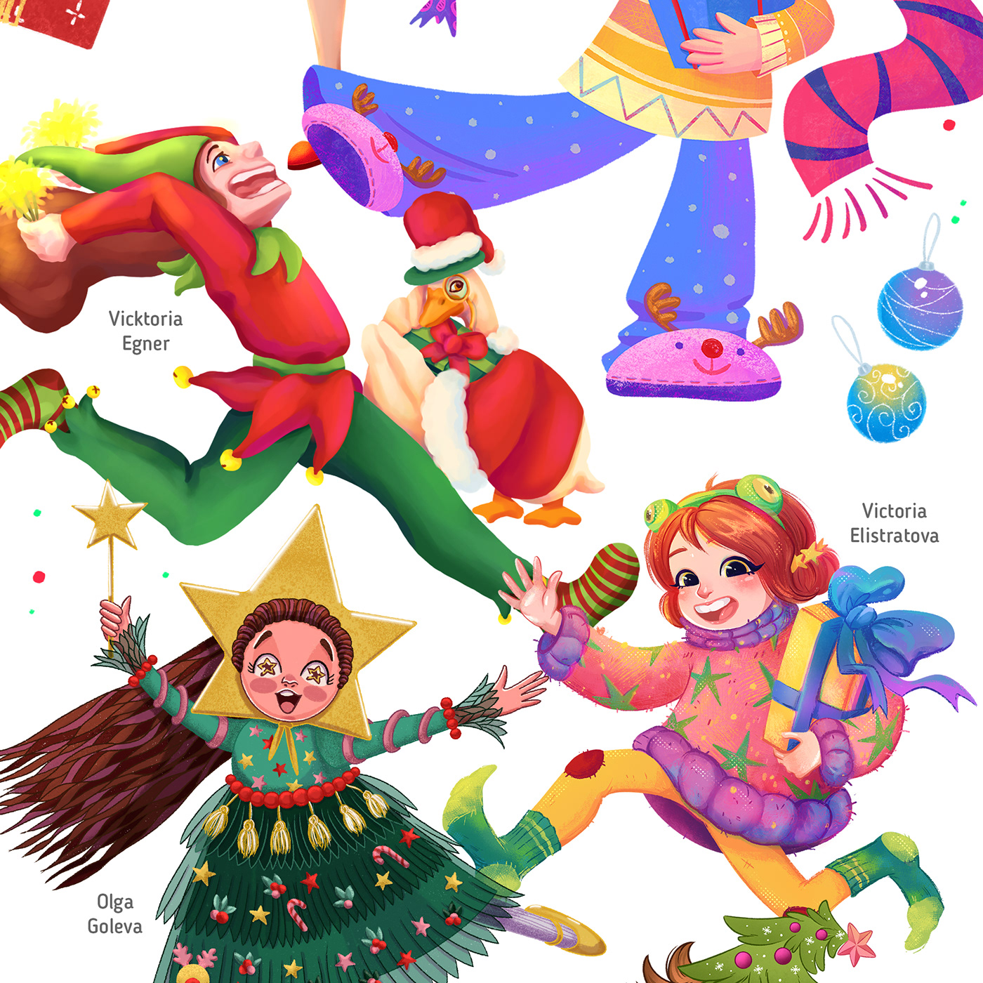 cartoon Character Character design  children illustration kids illustration lettering Christmas new year xmas cartoon character