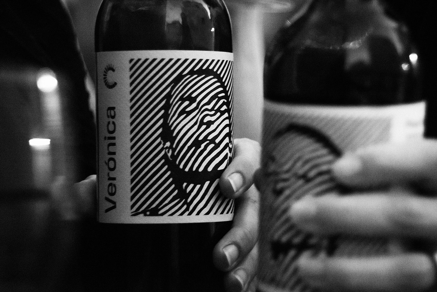 wine Label Packaging typography   op-art black and white motion artwork logo identity