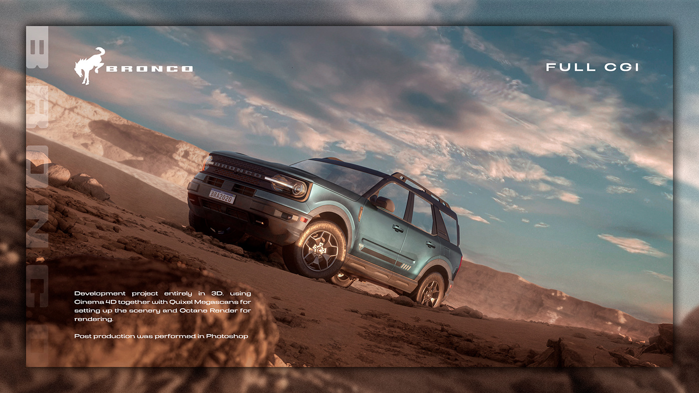 3D automotive   car cinema 4d desert Ford Matte Painting photoshop retouch visualization