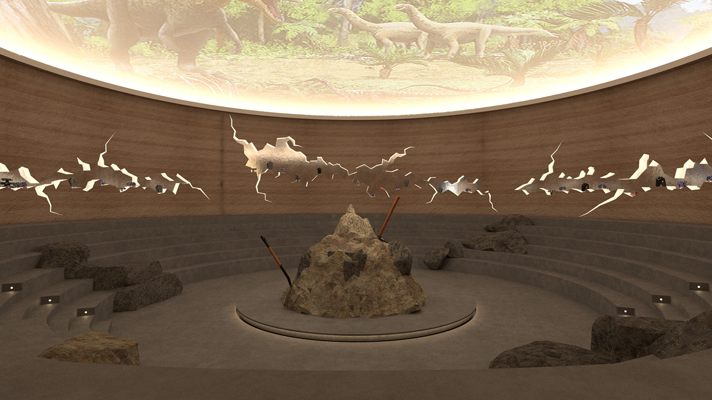 Museum Design Interior Display cave dark Nature Landscape reception interactive geology