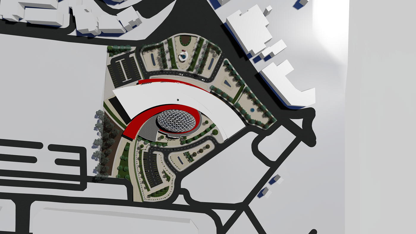 hitech architecture graduation project jordan amman abdali curvilinear dome 3D Render