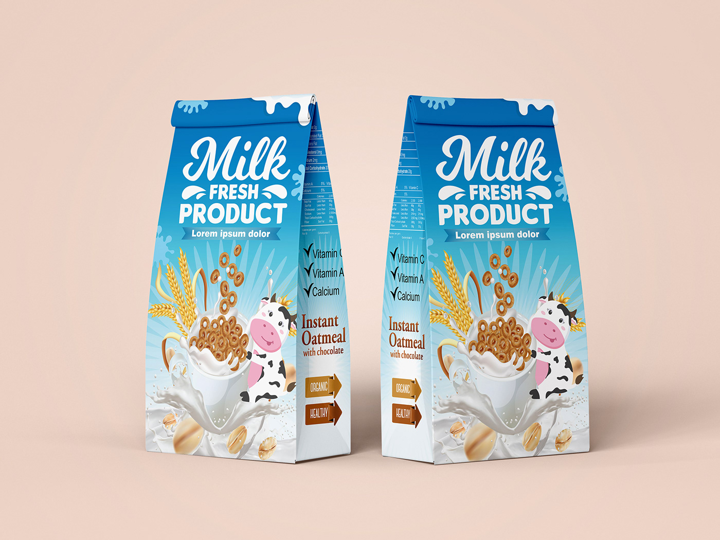 Cow milk products. Branding and packaging
