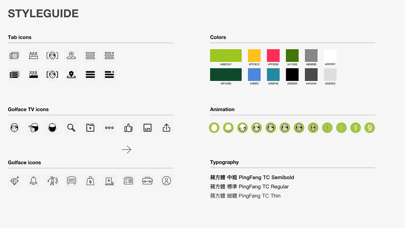 Golface golf media UI ux app tv uiux ui design