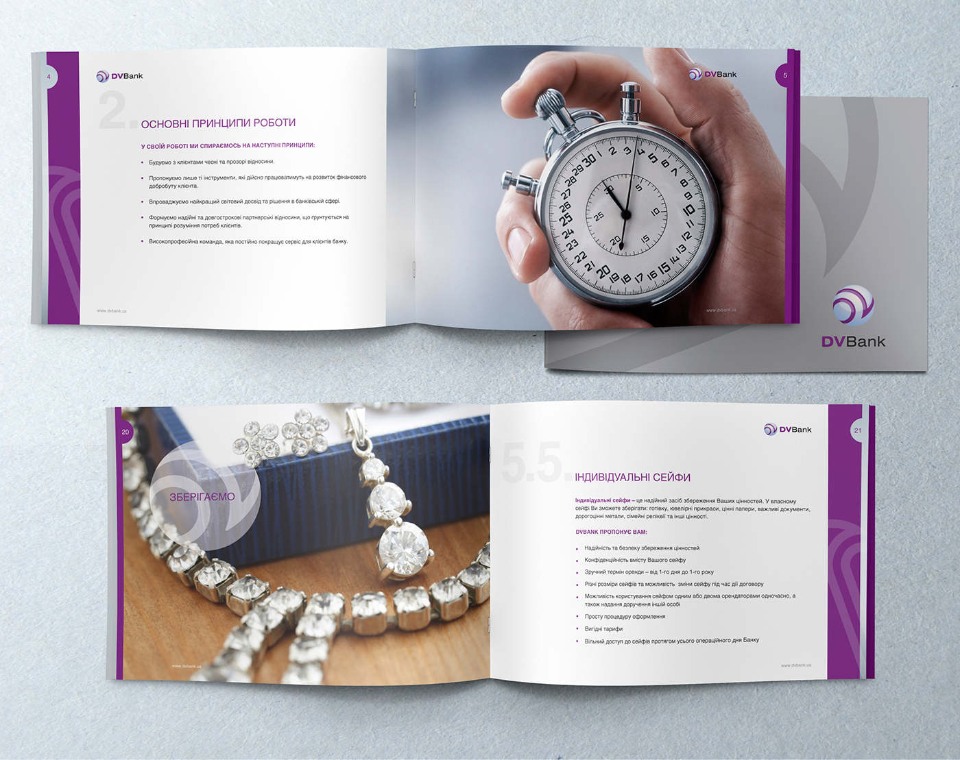 brochure a4 Bank corporate style violet silver