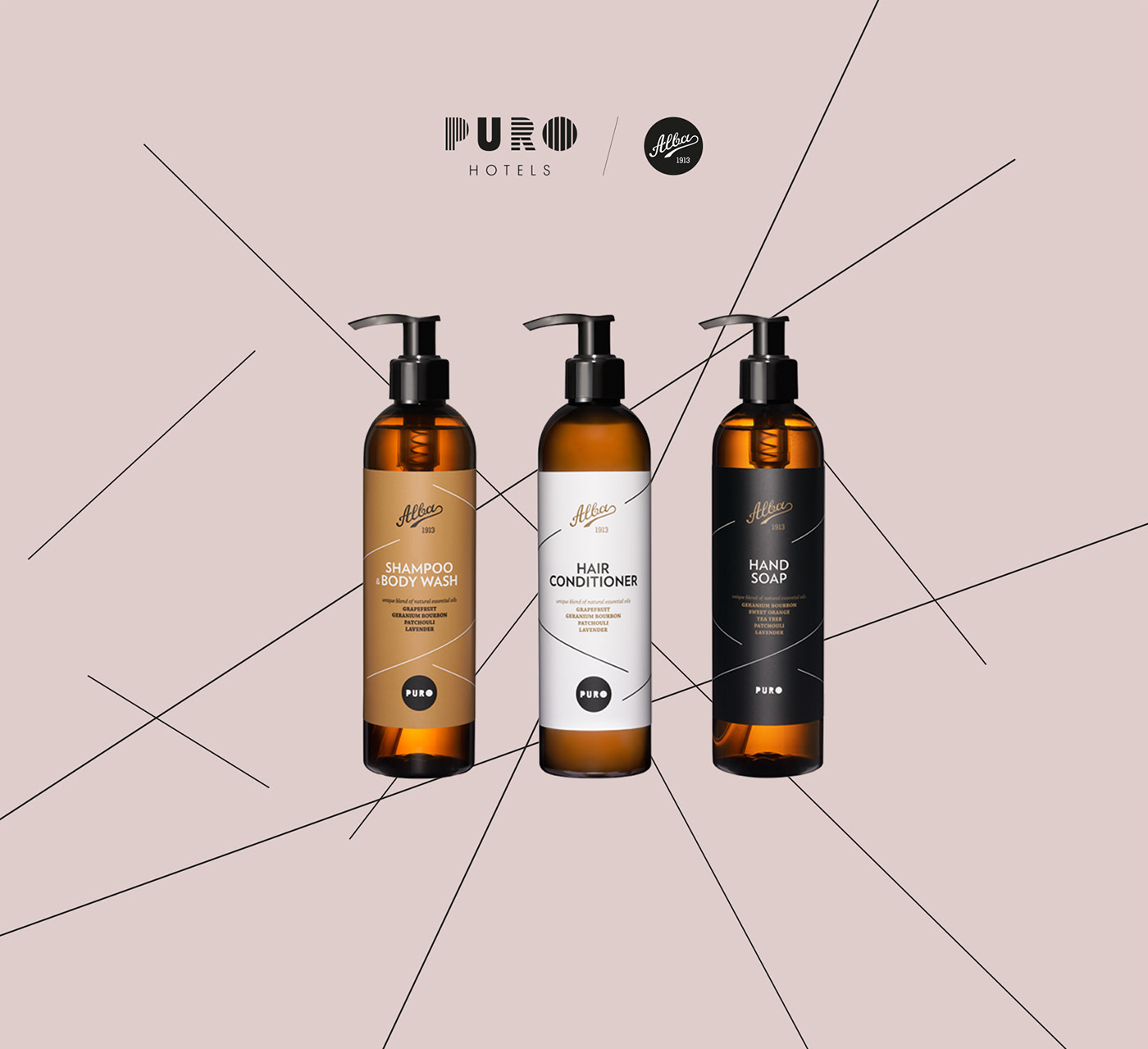 puro hotel cosmetics body Packaging natural minimal beauty hotel branding  design