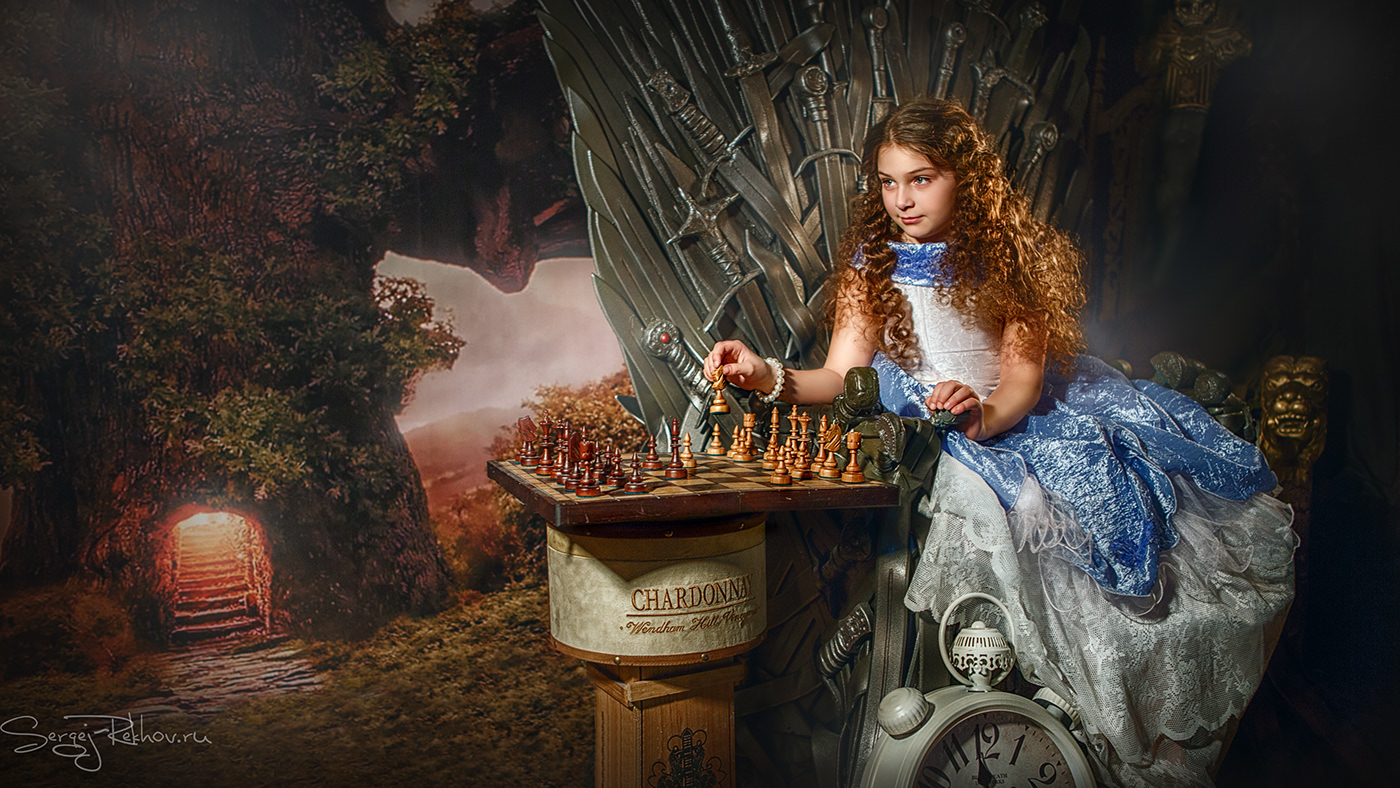 fairytale alice in wonderland book chess girls ILLUSTRATION 