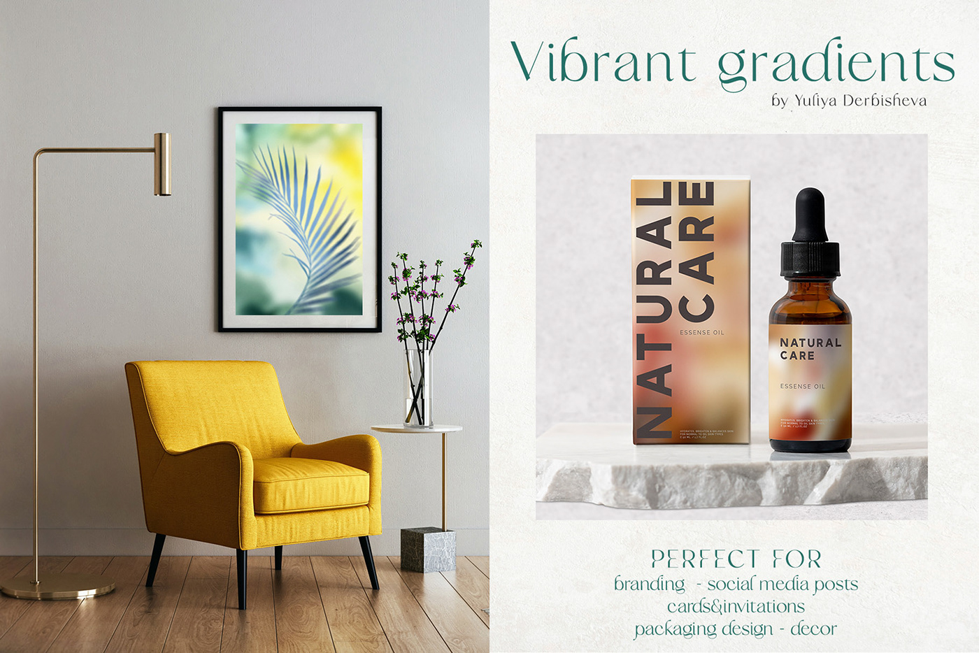 Grainy textures Vibrant Gradients is a collection of 120 trendy grainy gradient textures