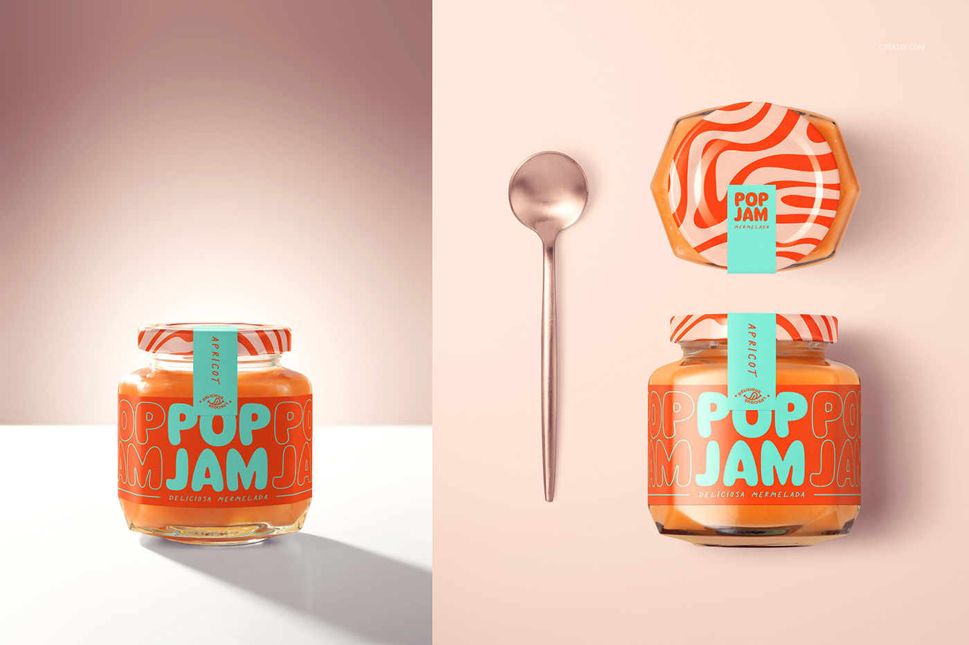 jar Mockup template Food  jam persimmon Fruit design Packaging brand identity